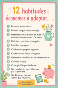 Une femme souriante adopte des habitudes économiques dans sa vie quotidienne.