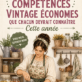 Une femme apprenant à coudre avec un ancien matériel de couture, représentant les compétences vintage.
