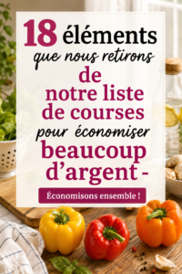 Une liste de courses avec des articles rayés pour des économies, évoquant un choix réfléchi