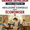 Image symbolisant l'épargne pendant la Grande Dépression, avec des objets d'époque