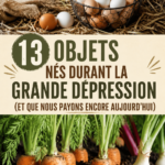 Une sélection d'objets vintage inspirés de la Grande Dépression sur une table en bois