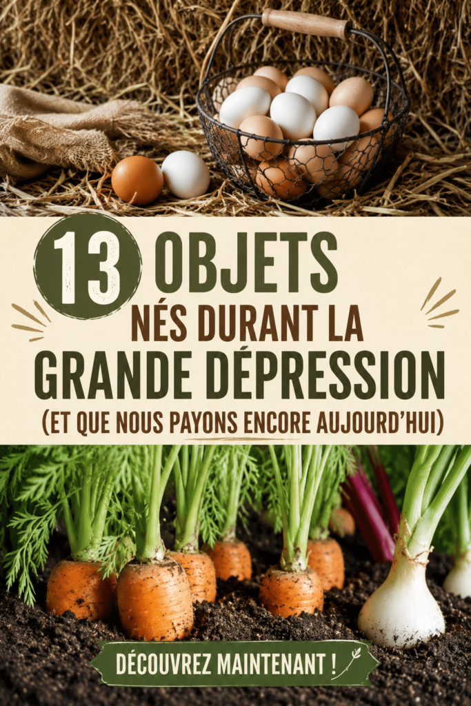 Une sélection d'objets vintage inspirés de la Grande Dépression sur une table en bois