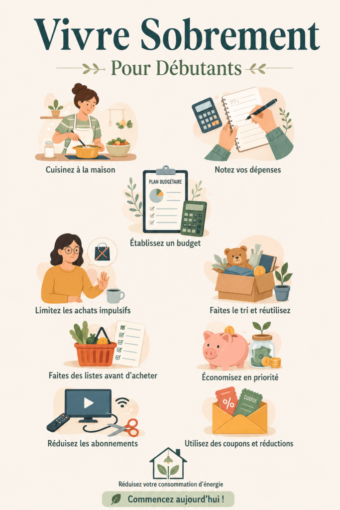 Femme souriante réalisant des économies avec des astuces de vie frugale