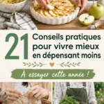 Une femme souriante tenant un panier rempli de produits locaux