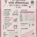Image d'un bullet journal rempli avec des idées d'organisation et de well-being.