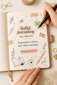Exemple de bullet journal créatif avec des mises en page simples et colorées