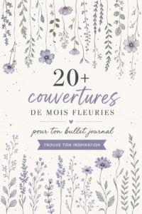 Couverture florale stylisée d'un bullet journal avec des motifs colorés et des fleurs diverses
