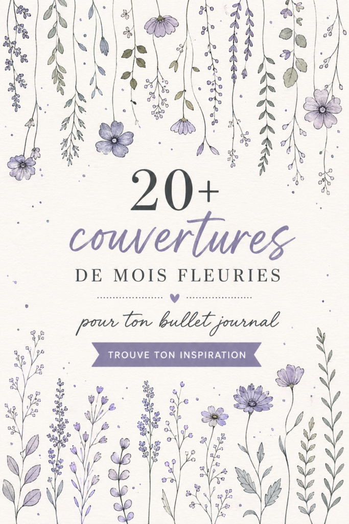 Couverture florale stylisée d'un bullet journal avec des motifs colorés et des fleurs diverses