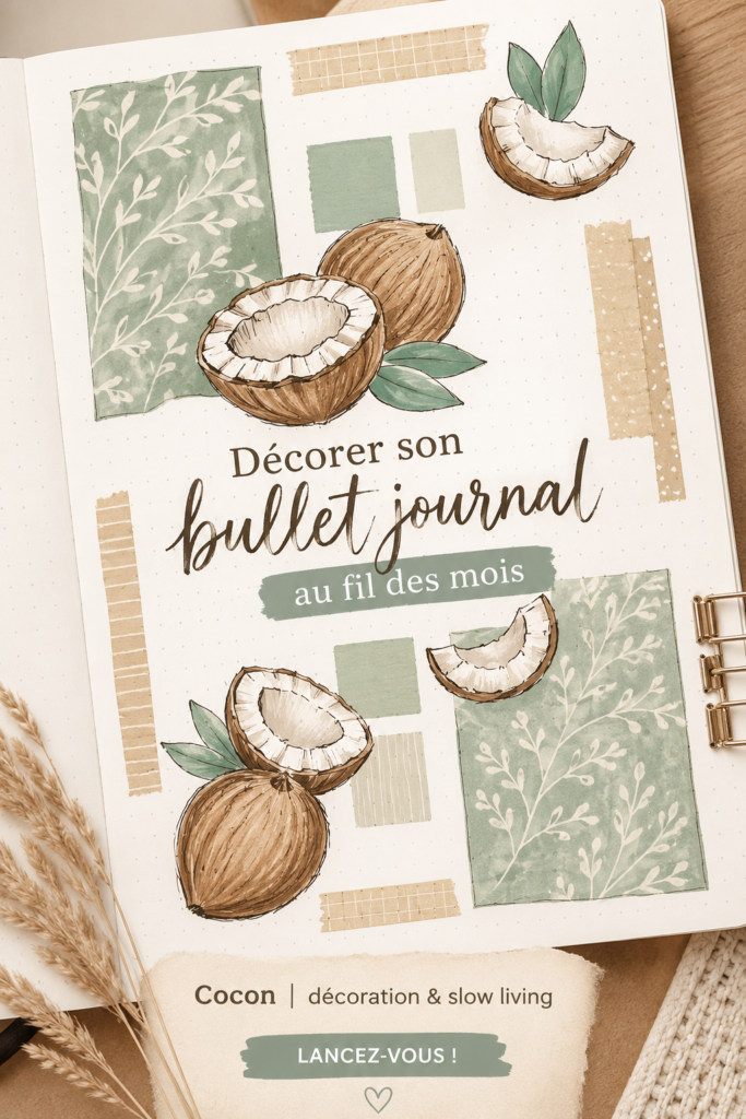Bullet journal décoré avec des motifs floraux et des couleurs vives