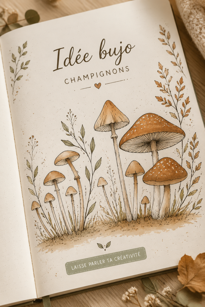 Exemples de dessins de champignons dans un bullet journal