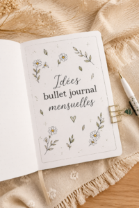 Mon carnet Bullet Journal ouvert avec des idées créatives pour mars