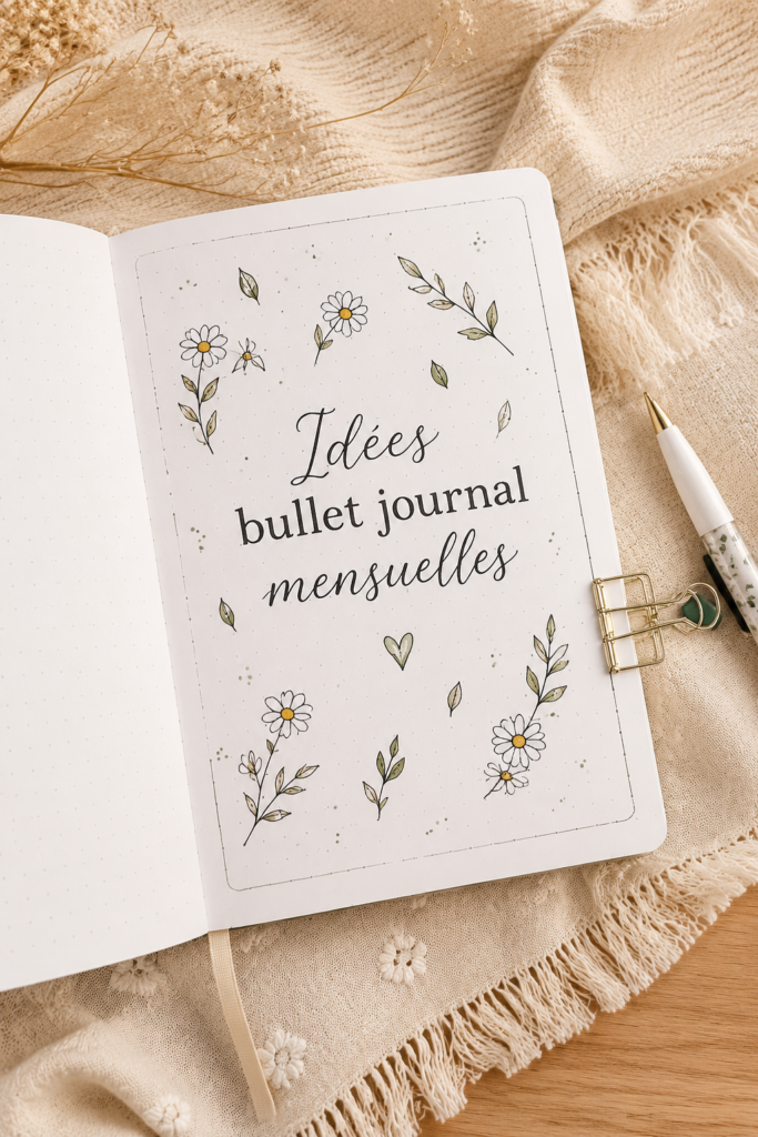Mon carnet Bullet Journal ouvert avec des idées créatives pour mars