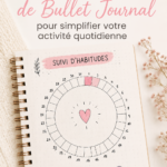 Un Bullet Journal ouvert avec des dessins et des notes colorées.