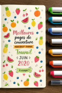 Couverture de bullet journal colorée avec des motifs fruités