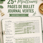 Un bulletin journal avec des mises en page vertes inspirées de la nature