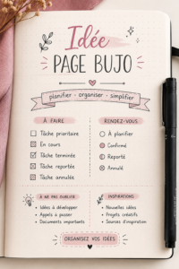 Une main feuilletant un bullet journal avec des page créatives.