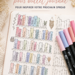 Un Bullet Journal ouvert avec des pages colorées et des designs inspirants, parfait pour l'organisation.