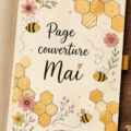 Idée de page de couverture de mai avec des éléments floraux et colorés.