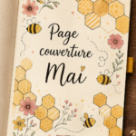 Idée de page de couverture de mai avec des éléments floraux et colorés.