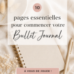 Image d'un Bullet Journal ouvert avec des pages colorées et des notes détaillées.