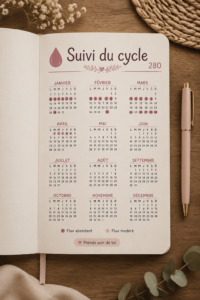 Femme utilisant une application pour suivre son cycle menstruel