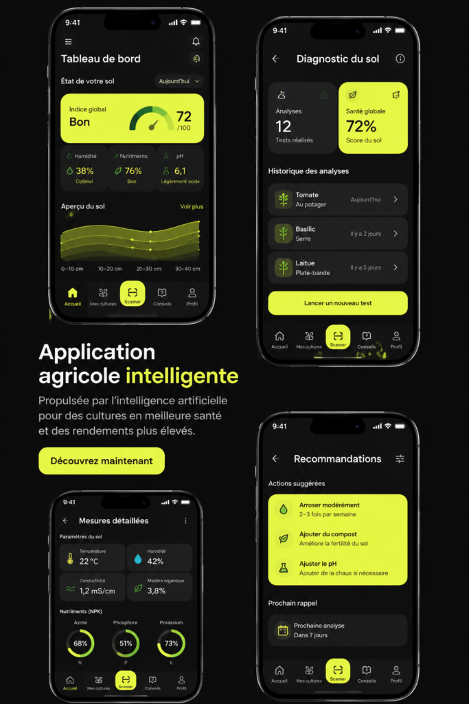 Capture d'écran de l'application Agrilo montrant des conseils agricoles personnalisés.