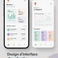 Écran d'accueil d'une appli de finances mobiles avec un design moderne et épuré