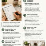 Femme regardant un tableau de finances avec un sourire, réfléchissant à son budget.