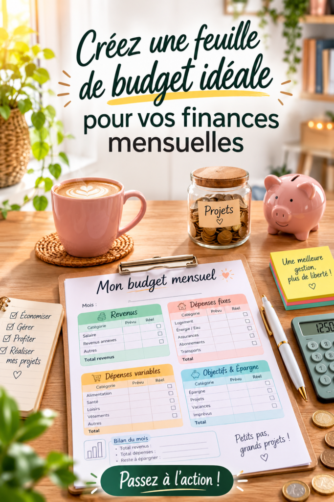 Femme créant sa feuille de budget à l'aide d'un ordinateur et d'un carnet.