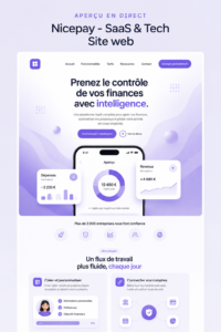 Exemple d'un design de site web SaaS moderne et attrayant.