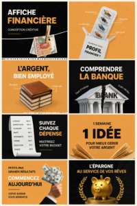 Affiche moderne sur le thème de la finance décorant un bureau