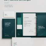 Illustration d'une identité de marque captivante avec des logos et des couleurs harmonieuses.