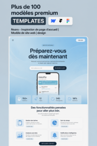 Design moderne d'une page d'accueil de site web avec des éléments visuels et une navigation claire.