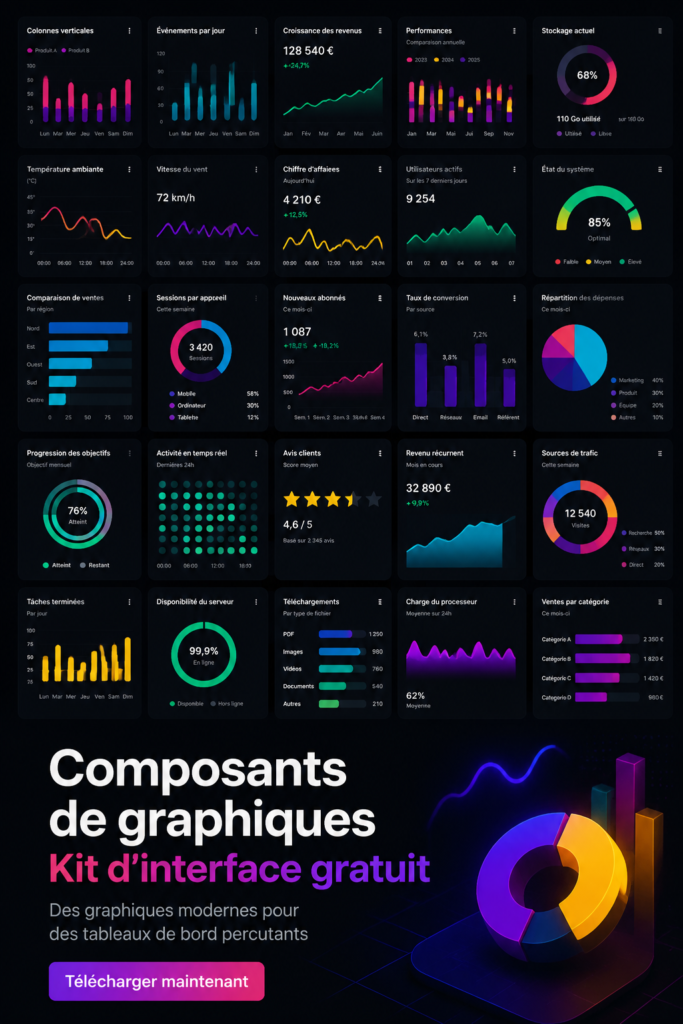 Kit UI gratuit pour graphiques sur Figma avec designs modernes