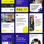 Une vue d'écran illustrant des modèles de posts Marka sur différents réseaux sociaux.