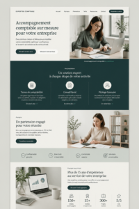 Template de site web pour comptables sur Squarespace, montrant une mise en page professionnelle.