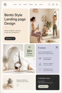 Landing page bento attrayante affichant des produits bien organisés.