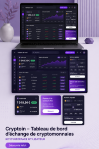 Interface d'un tableau de bord d'échange crypto avec un design convivial