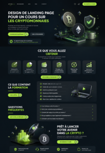 Illustration d'une landing page efficace pour un cours en ligne sur la crypto