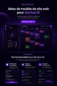 Modèle de site web moderne pour une startup AI, avec un design épuré et des éléments interactifs.