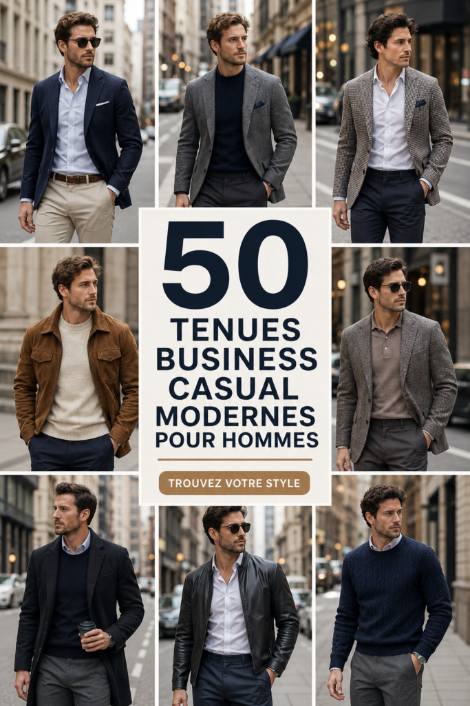 Femme élégante portant une tenue business casual moderne au bureau.