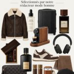 Sélection de cadeaux de luxe pour hommes en présentation élégante.
