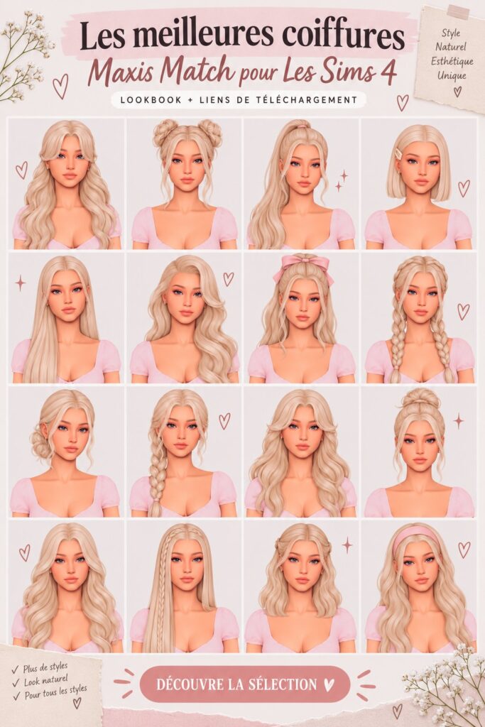 Un montage de coiffures féminines uniques pour Sims 4