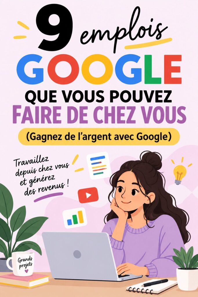 Femme travaillant à domicile sur un ordinateur avec des documents Google autour