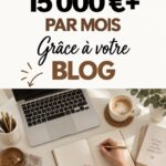 Femme écrivant sur son ordinateur portable pour créer un blog lucratif sur les finances personnelles.