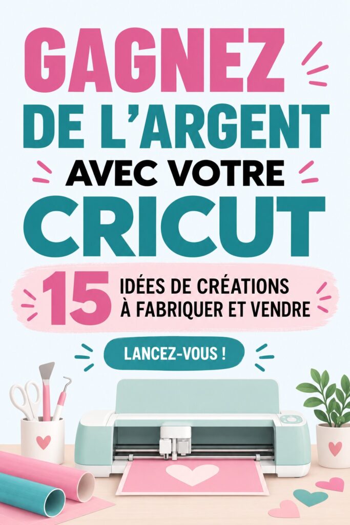 Créations diverses réalisées avec Cricut, prêtes à être vendues.