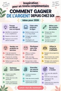 Femme travaillant sur un projet depuis son domicile, avec un sourire.
