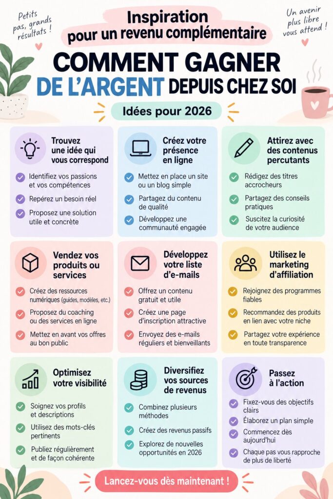 Femme travaillant sur un projet depuis son domicile, avec un sourire.