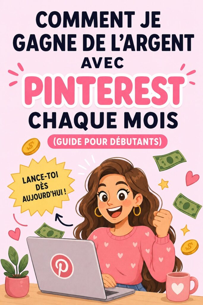 Femme utilisant son ordinateur pour gagner de l'argent sur Pinterest