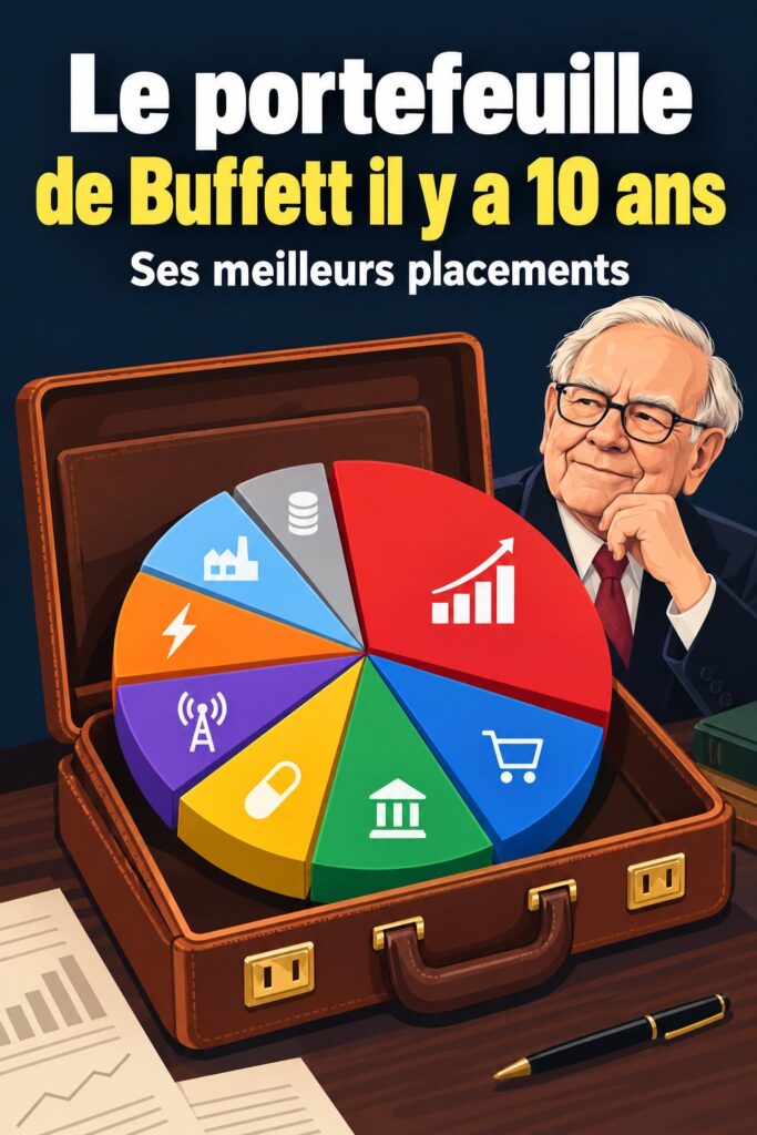Portefeuille d'actions de Warren Buffett d'il y a 10 ans, illustrant ses choix d'investissement sages.